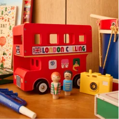 Bus de Londres et ses chanteurs jouet en bois