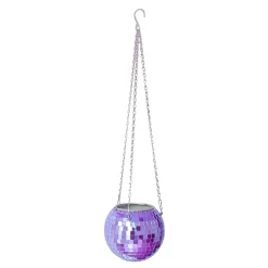 Cache-pot à suspendre boule disco à facettes violette 15cm