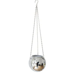Cache-pot à suspendre boule disco à facettes argent 15 cm