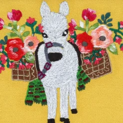 Cadre en bois broderie âne jaune