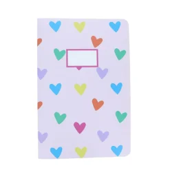 Cahier motifs cœurs multicolores