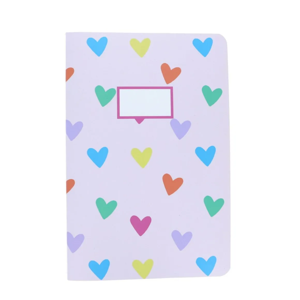 Cahier motifs cœurs multicolores
