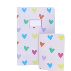 Cahier motifs cœurs multicolores