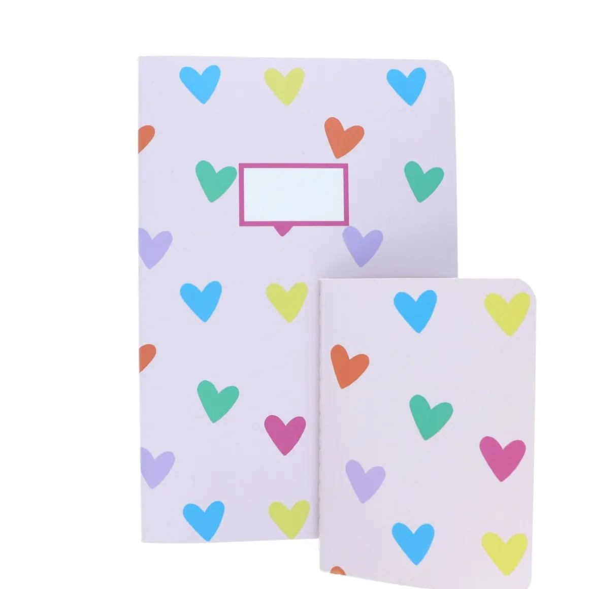Cahier motifs cœurs multicolores