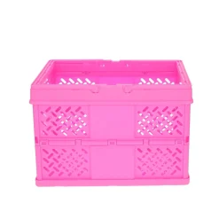 Caisse de rangement pliable en plastique rose flashy