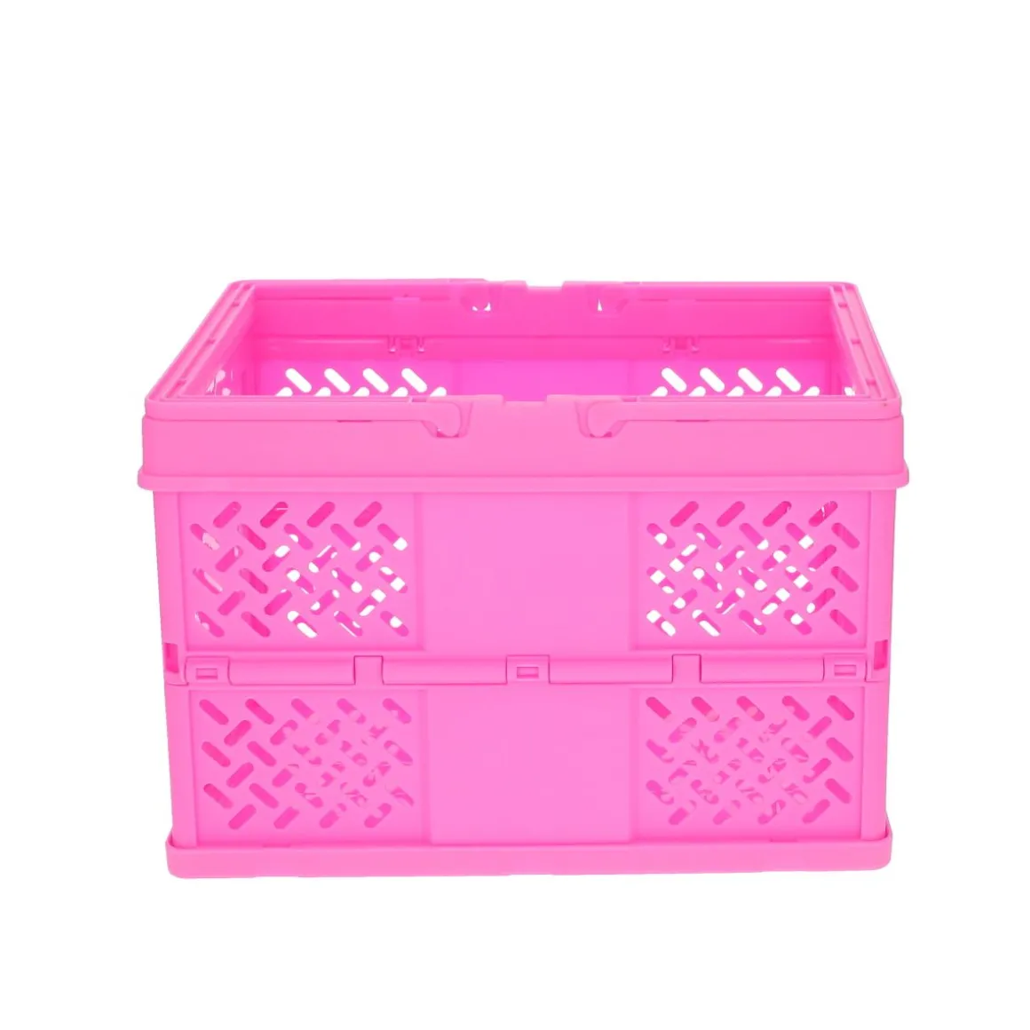 Caisse de rangement pliable en plastique rose flashy