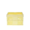 Caisse de rangement pliable en plastique jaune