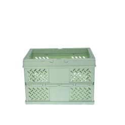 Caisse de rangement pliable en plastique vert