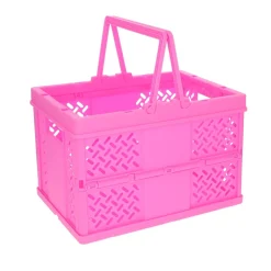 Caisse de rangement pliable en plastique rose flashy