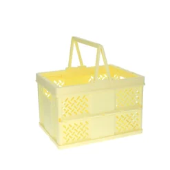 Caisse de rangement pliable en plastique jaune