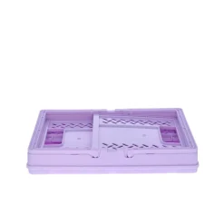 Caisse de rangement pliable en plastique violet