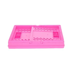 Caisse de rangement pliable en plastique rose flashy