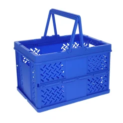 Caisse de rangement pliable en plastique bleu