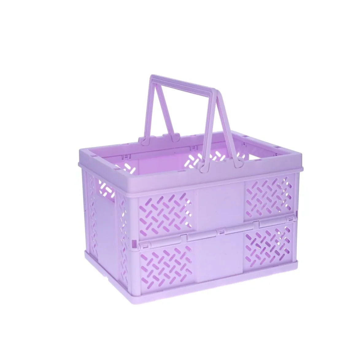 Caisse de rangement pliable en plastique violet
