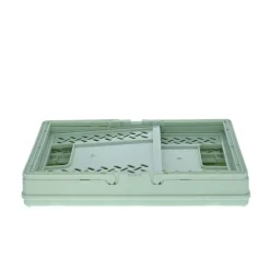 Caisse de rangement pliable en plastique vert