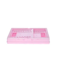 Caisse de rangement pliable en plastique rose
