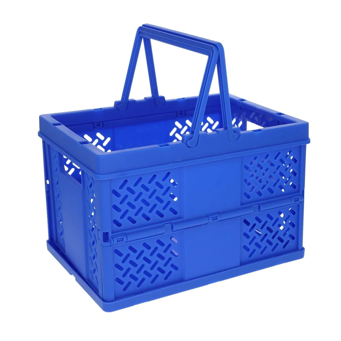 Caisse de rangement pliable en plastique bleu