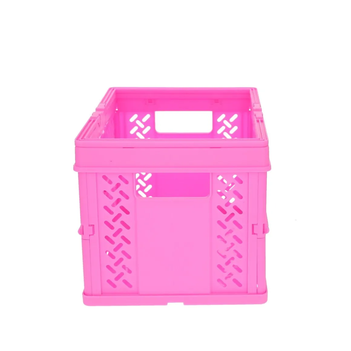 Caisse de rangement pliable en plastique rose flashy