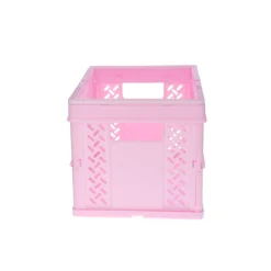 Caisse de rangement pliable en plastique rose