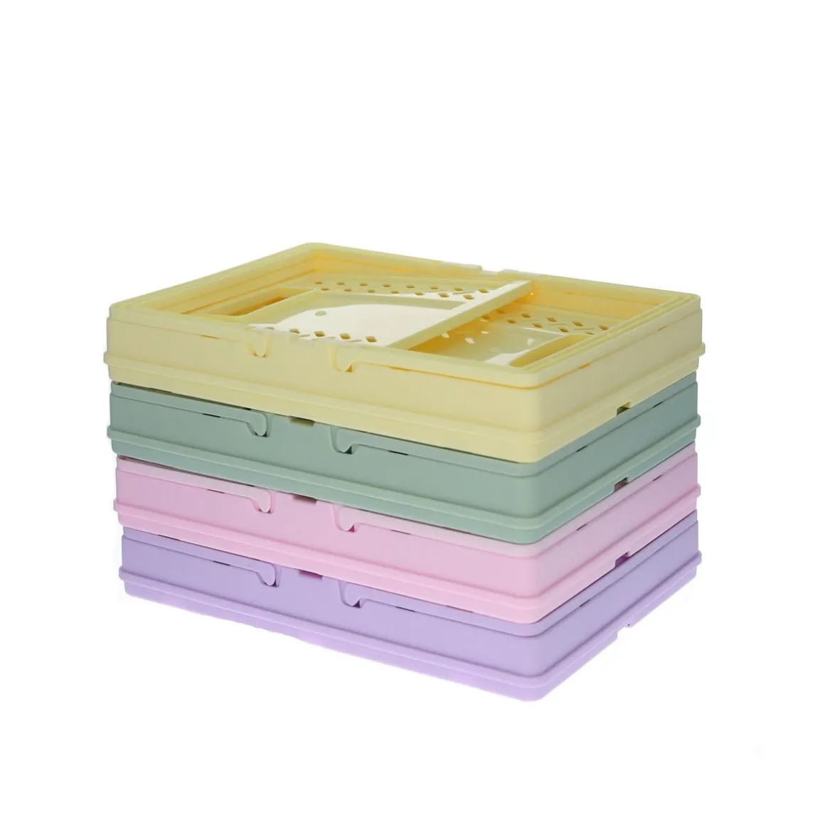Caisse de rangement pliable en plastique rose