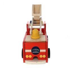 Camion de pompiers en bois rouge