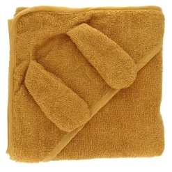 Cape de bain lapin jaune miel 75x75 cm