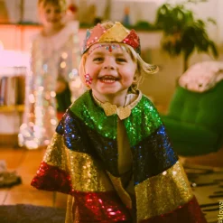 Cape déguisement enfant à sequins multicolores