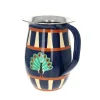 Carafe en émail motifs Indiens bleu paon
