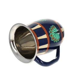 Carafe en émail motifs Indiens bleu paon