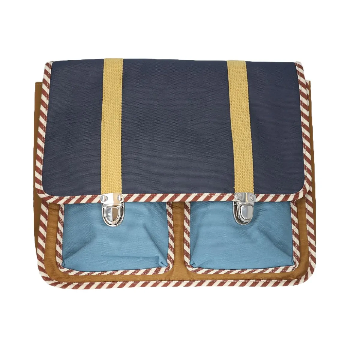 Cartable d'école bleu et marron