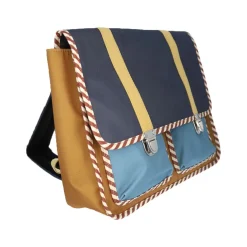 Cartable d'école bleu et marron