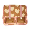 Cartable d'école coeurs beige
