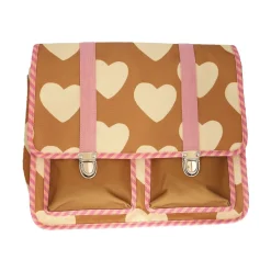 Cartable d'école coeurs beige