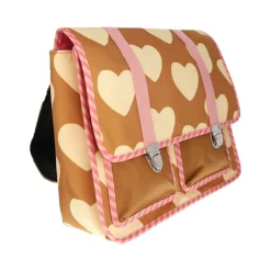 Cartable d'école coeurs beige
