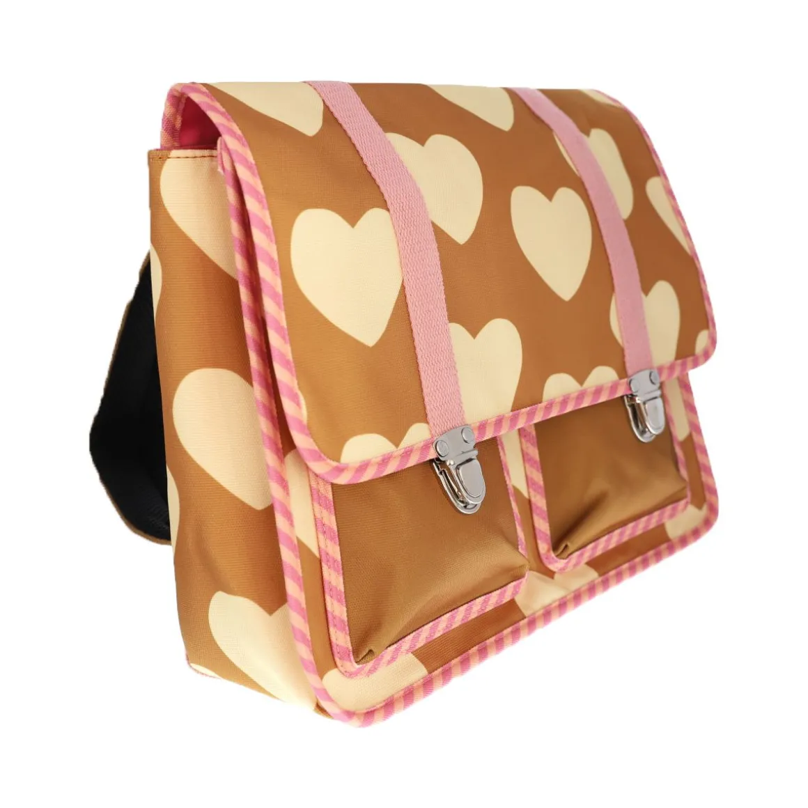Cartable d'école coeurs beige