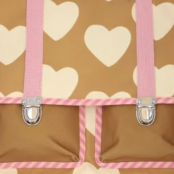 Cartable d'école coeurs beige