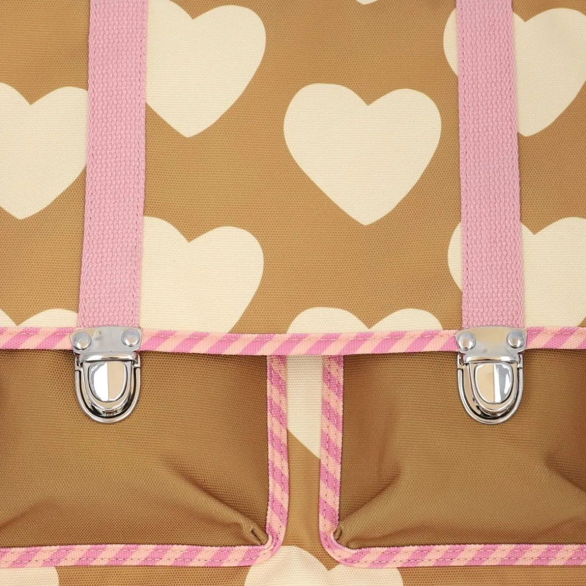 Cartable d'école coeurs beige