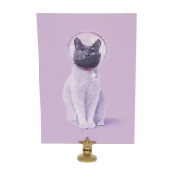 Carte de voeux chat astronaute