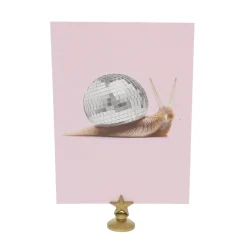 Carte de voeux escargot boule disco à facettes