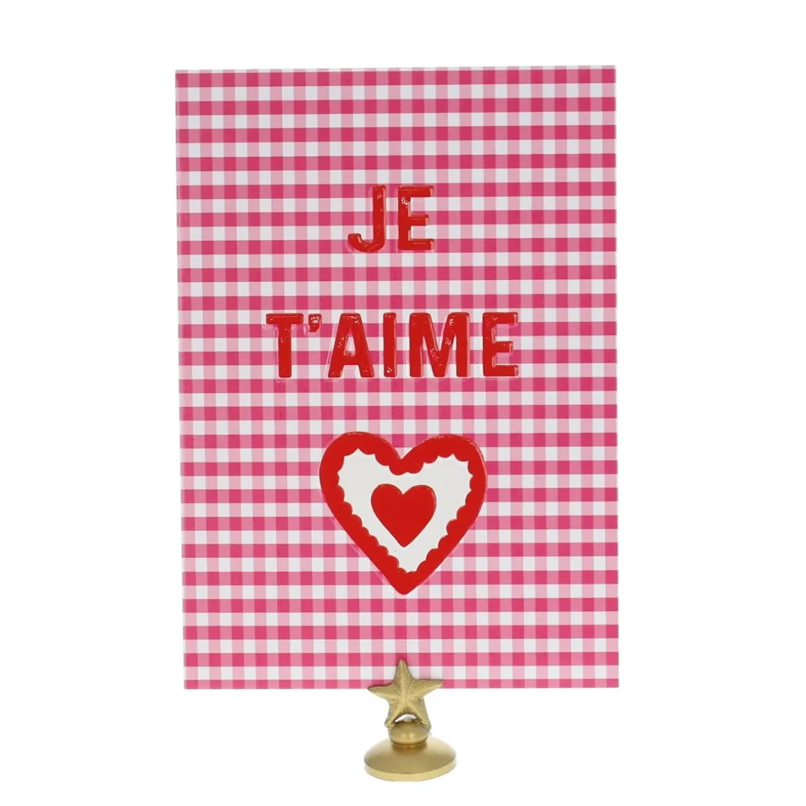 Carte je t'aime vichy rose