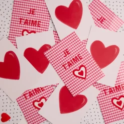 Carte je t'aime vichy rose