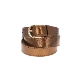 Ceinture à boucle ronde en cuir bronze - Taille M