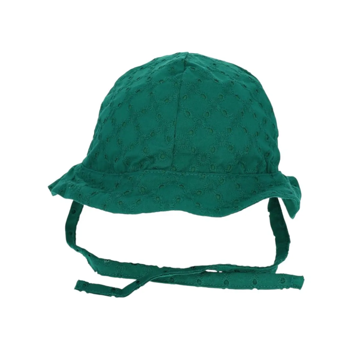 Chapeau de soleil broderie verte - Folk d'été