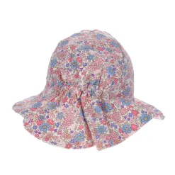 Chapeau de soleil fleuri bleu et rose