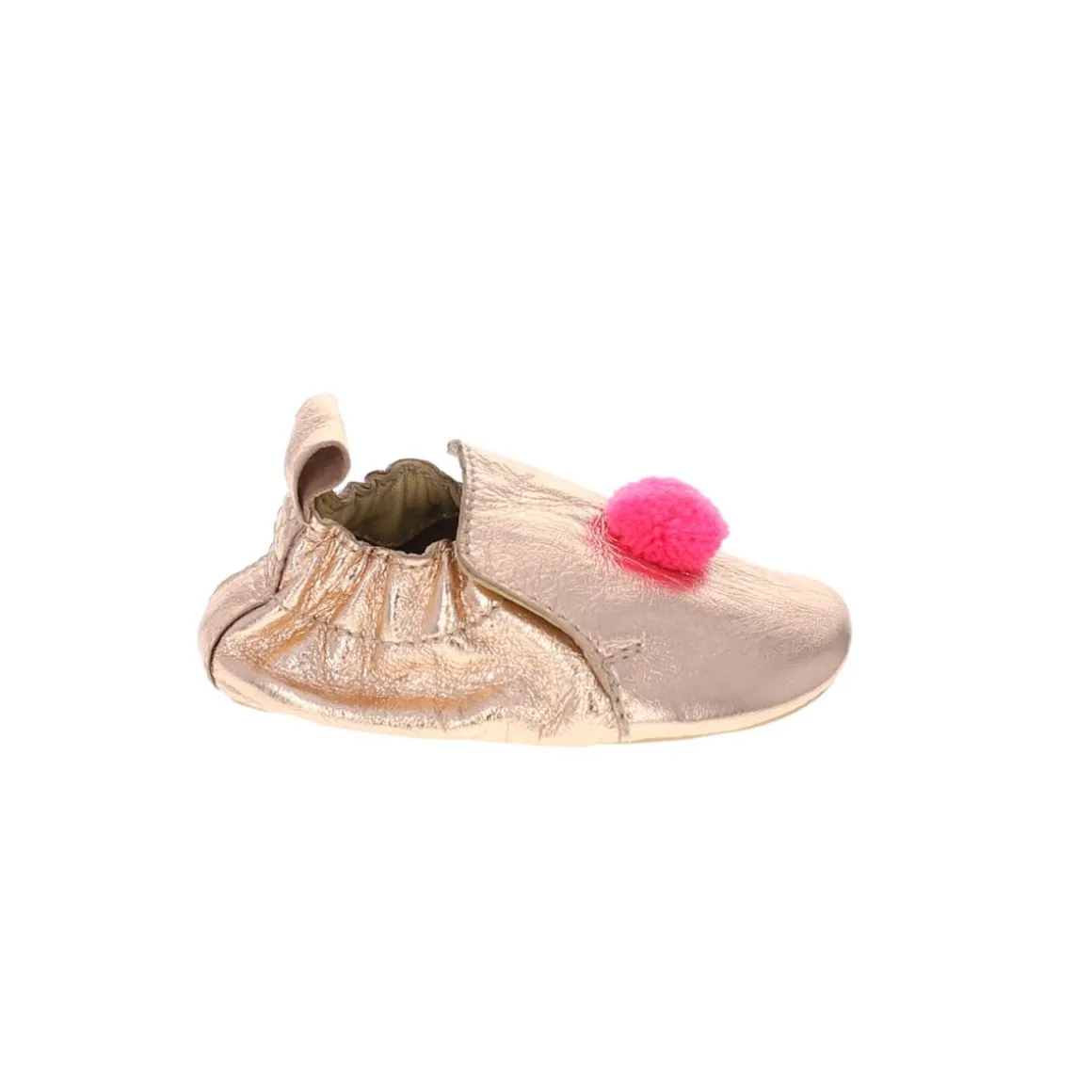 Chaussons bébé pompon rose fluo