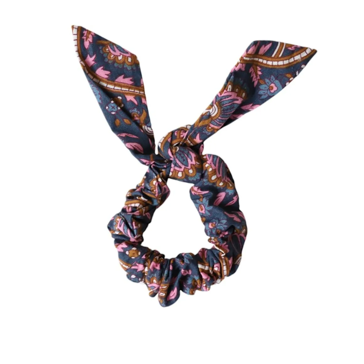 Chouchou block print bleu - Mariage Indien