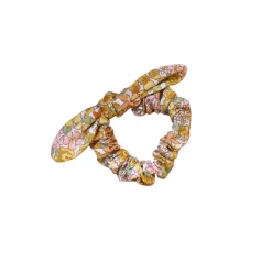 Chouchou cheveux fleuri rose et jaune