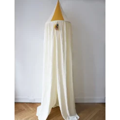 Ciel de lit gaze de coton écru et ocre - Ma bonne étoile