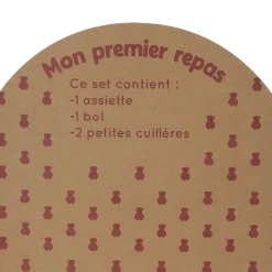 Coffret premier repas bébé silicone pêche