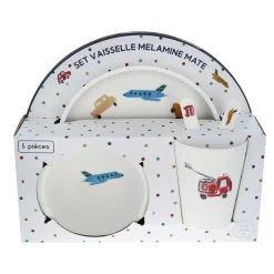 Coffret repas en mélamine véhicules